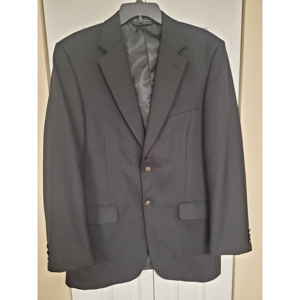 Cross &‎ Winsor Mens 40L Black Wool Blend 2 Button Dapper Blazer Jacket